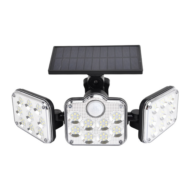Solar Led Floodlight With Motion Detector - 3 - Spot Outdoor Lighting For Garden  Yard And Garage