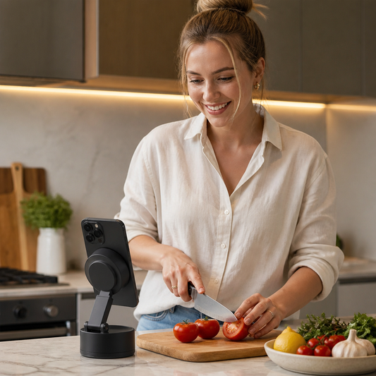 Magnetic Phone Holder with Vacuum Suction Cup – Foldable & Double-Sided, Universal for All Smartphones