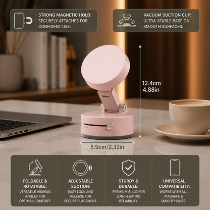 Magnetic Phone Holder with Vacuum Suction Cup – Foldable & Double-Sided, Universal for All Smartphones