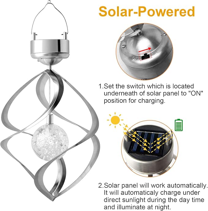 LED Solar Wind Chimes With Colour Change - Decorative Garden Lighting For Outdoors