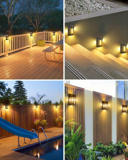 Outdoor Wall Light With Glass And Grille - Led Garden Lighting  Weatherproof For Patio Balcony