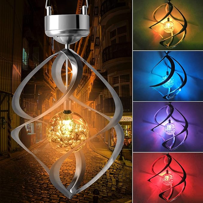 LED Solar Wind Chimes With Colour Change - Decorative Garden Lighting For Outdoors