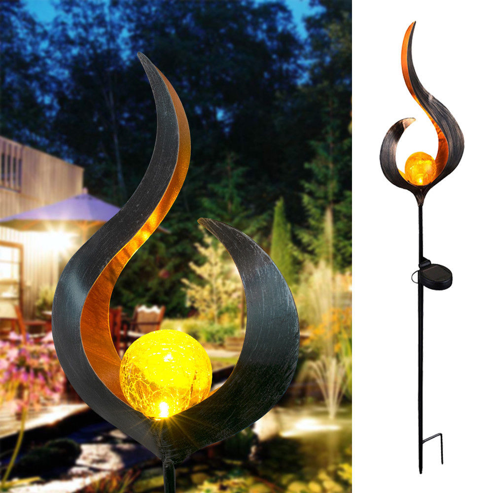 Metal Solar Garden Light - Waterproof Led Design in Moon , Flame , Sun or Star Shape