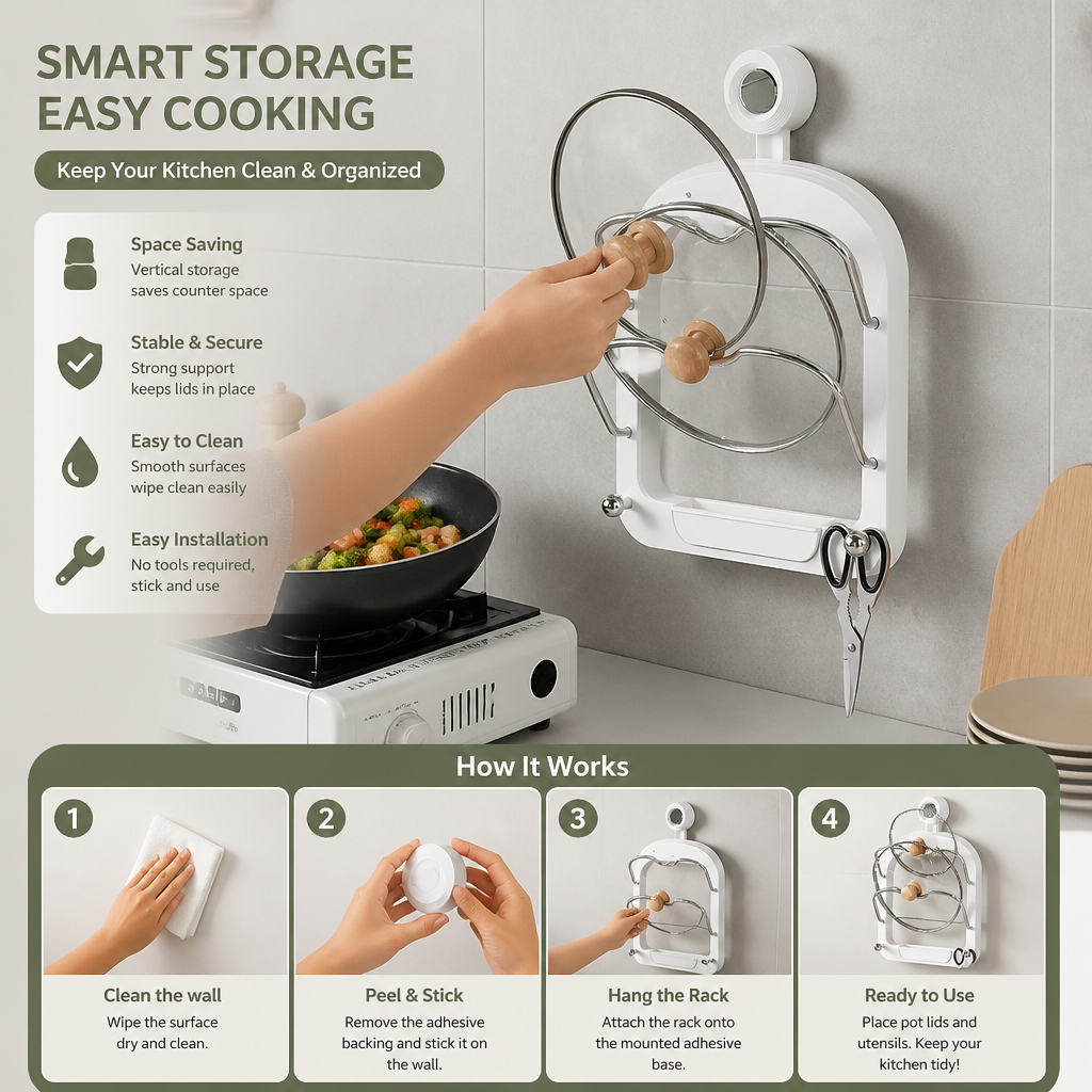 Practical Pot Lid Holder
