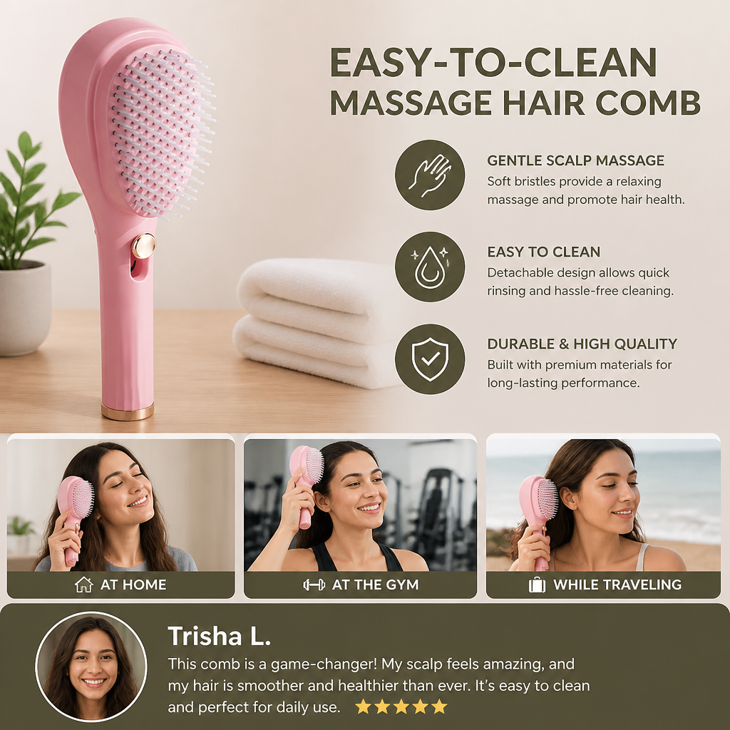 Easy-to-Clean Massage Hair Comb