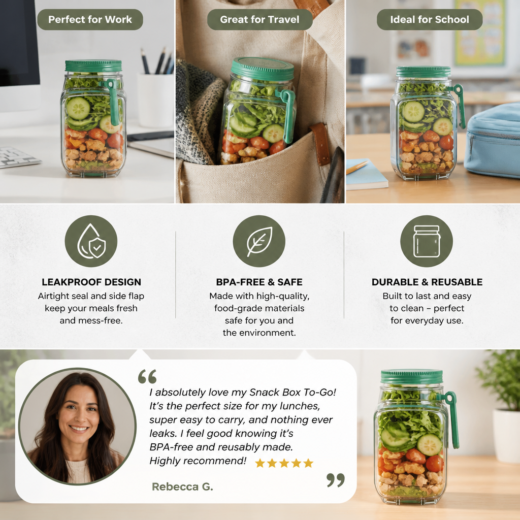 Snack Box To-Go with Side Flap – Leakproof & Portable