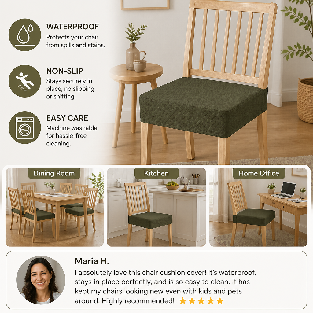 Waterproof Jacquard Chair Cushion Cover – Non-Slip & Easy Care