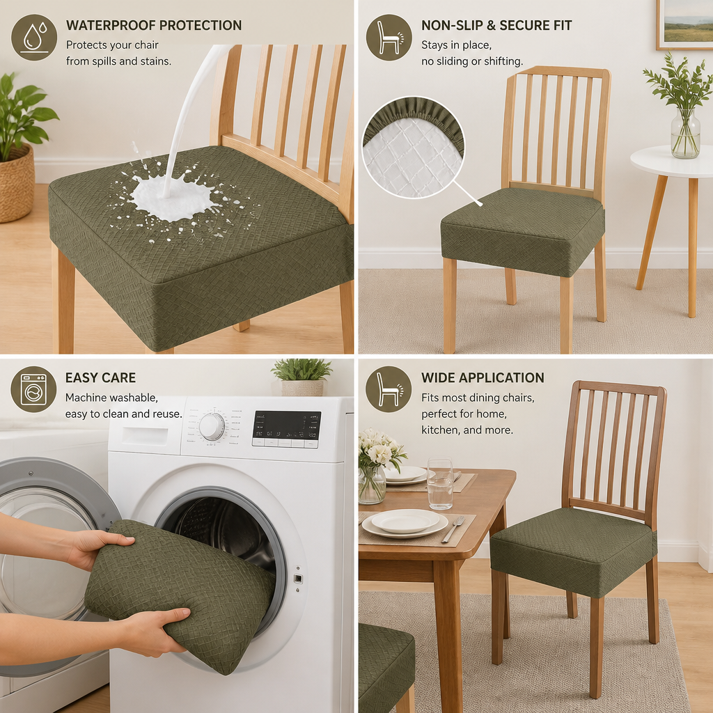 Waterproof Jacquard Chair Cushion Cover – Non-Slip & Easy Care