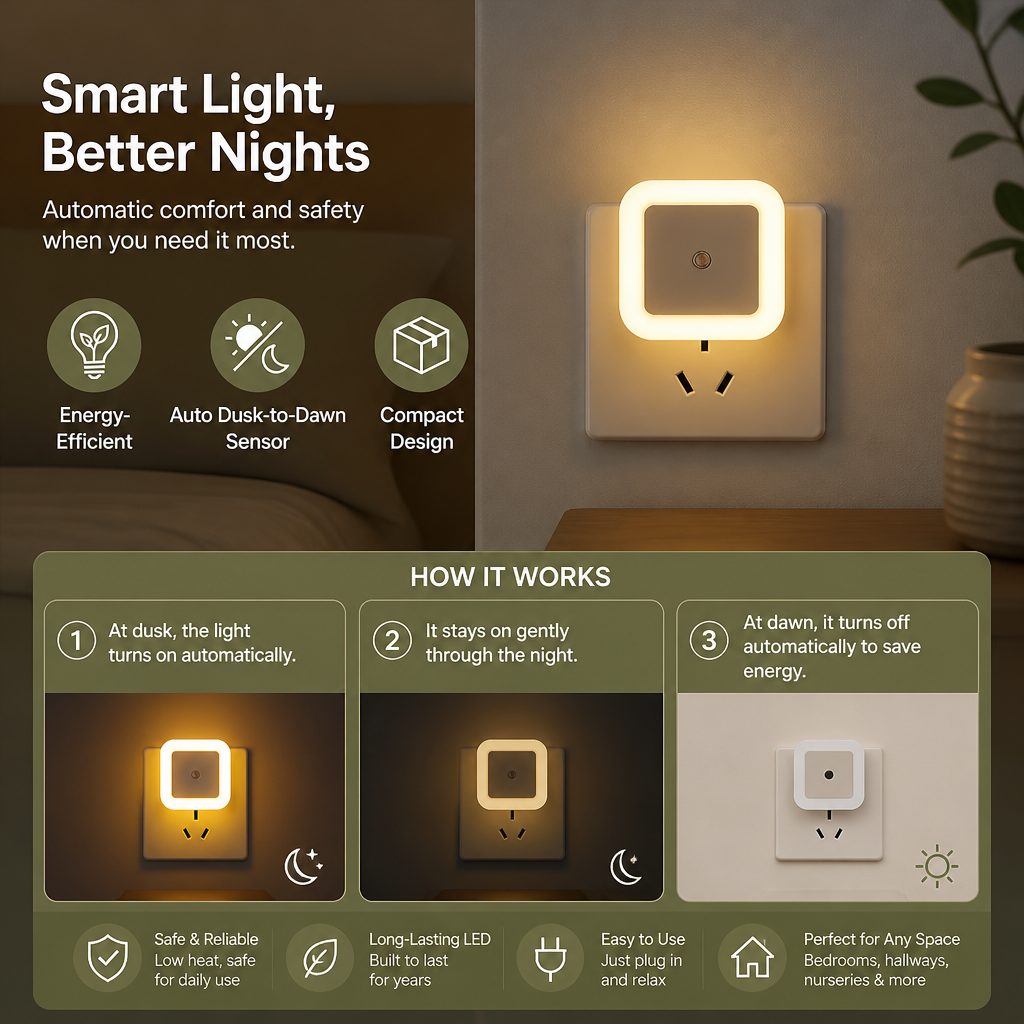 LED night light set with sensor – compact & energy-efficient