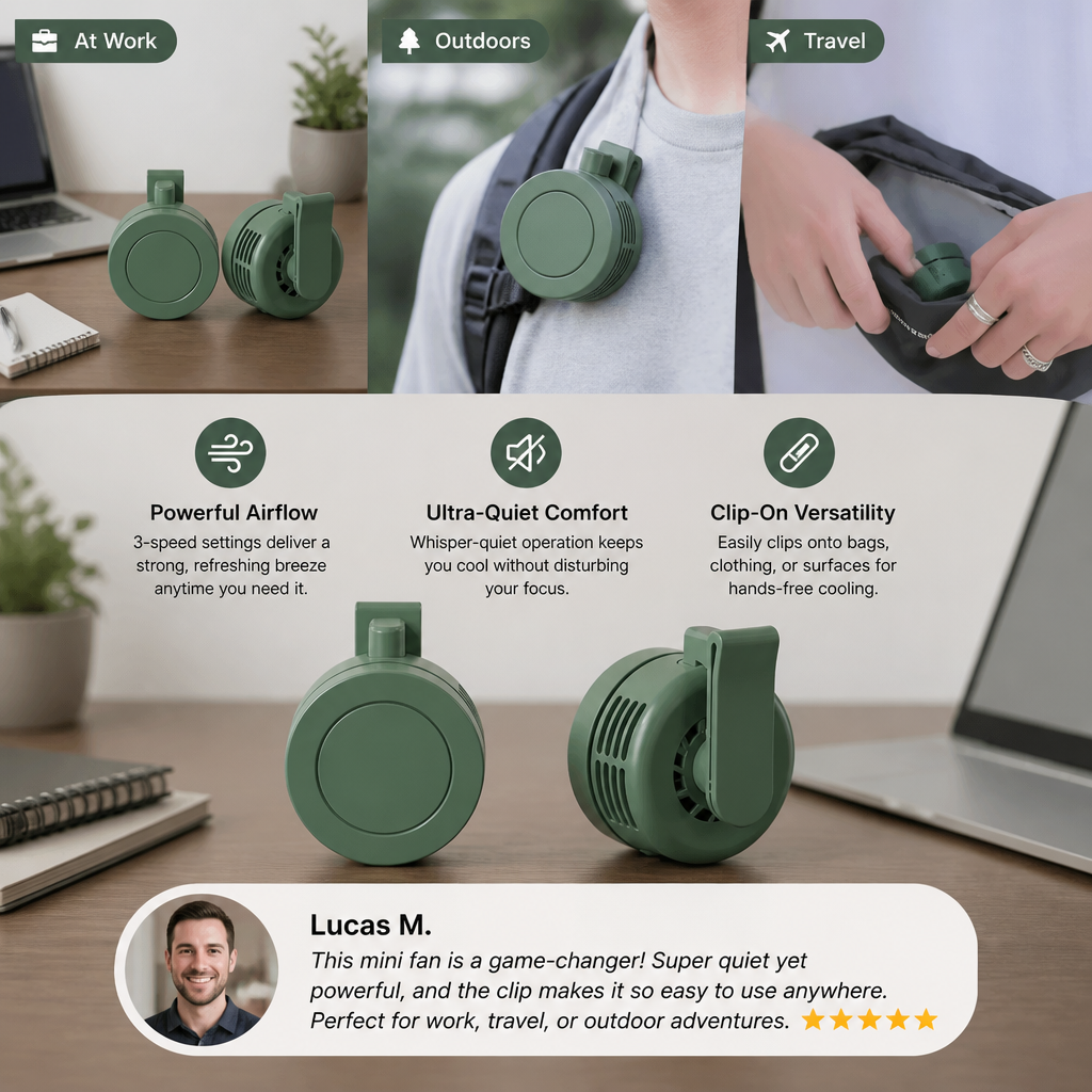 Compact USB Mini Fan – Quiet, Powerful & Versatile for Use Anywhere