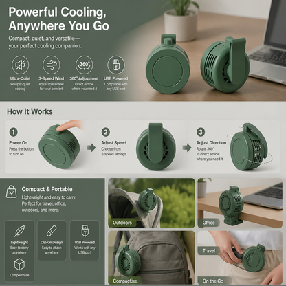 Compact USB Mini Fan – Quiet, Powerful & Versatile for Use Anywhere