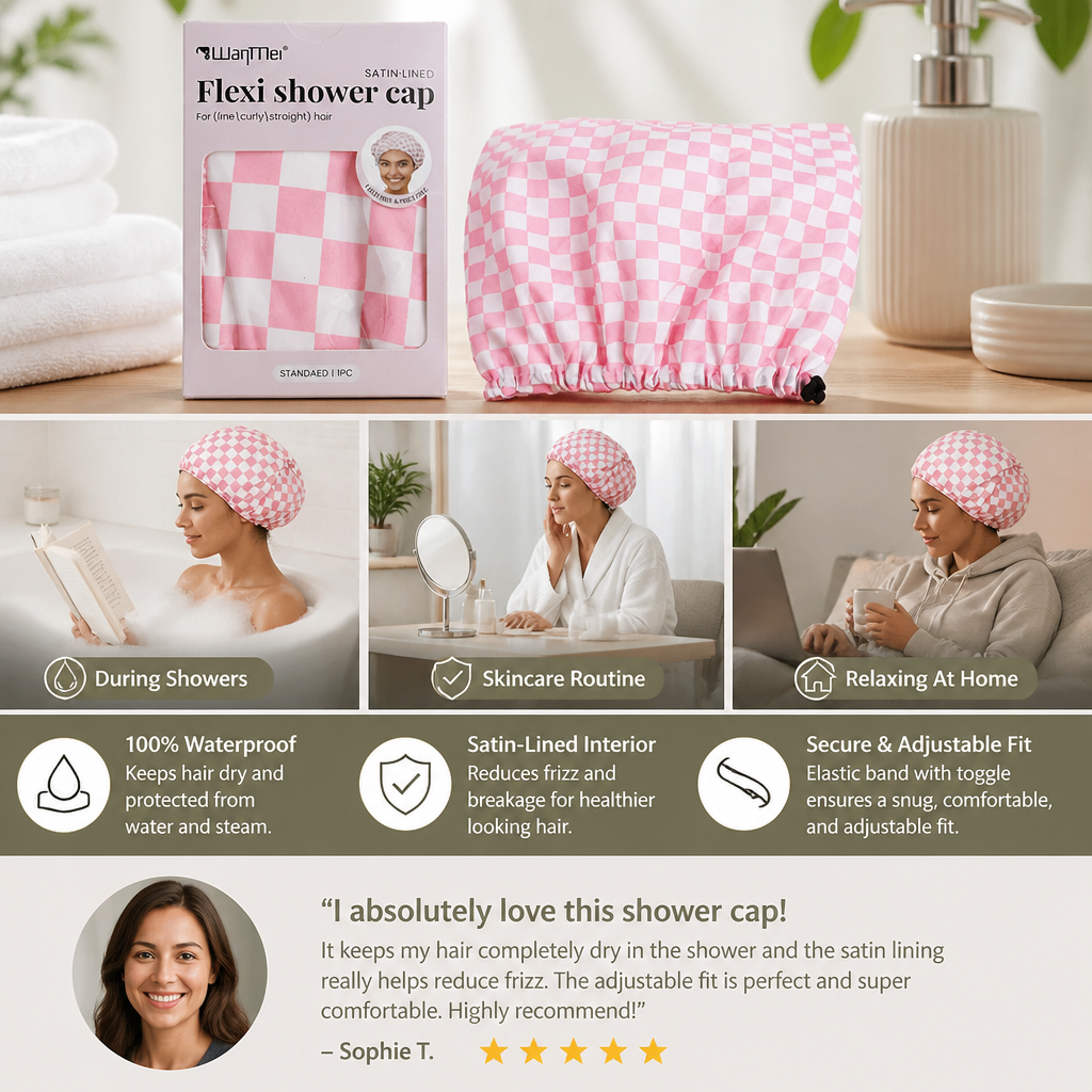 Practical Shower Cap – Waterproof Hair Care Cap to Protect Against Frizz & Moisture