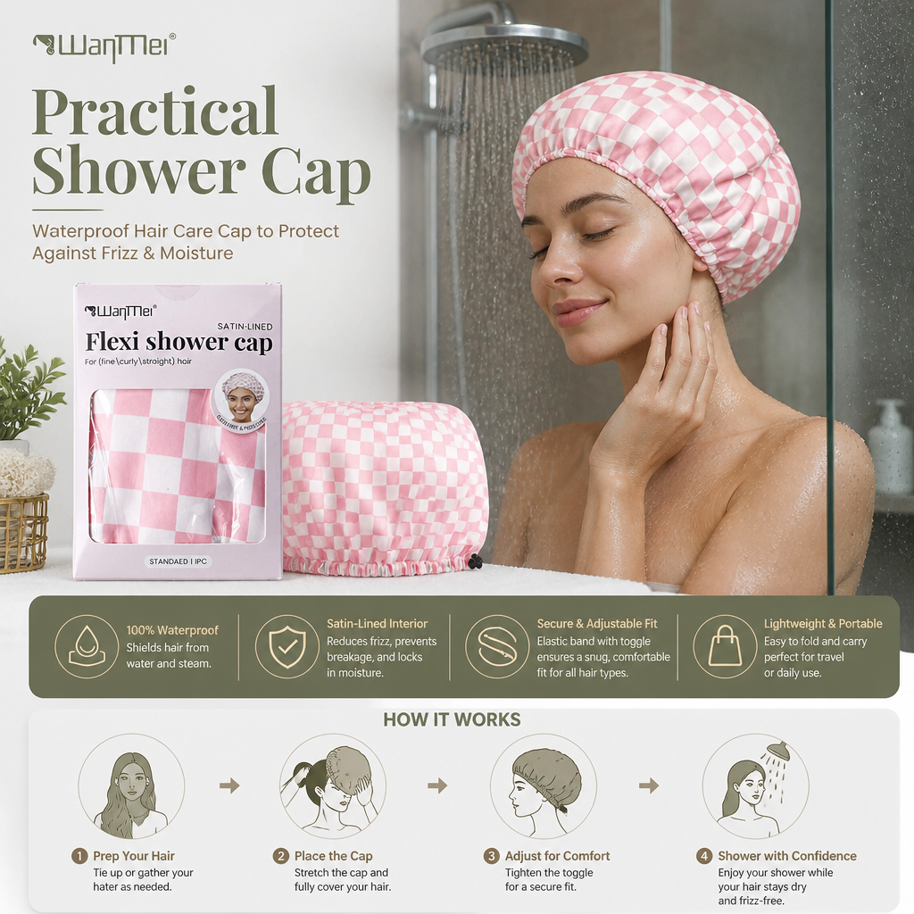 Practical Shower Cap – Waterproof Hair Care Cap to Protect Against Frizz & Moisture