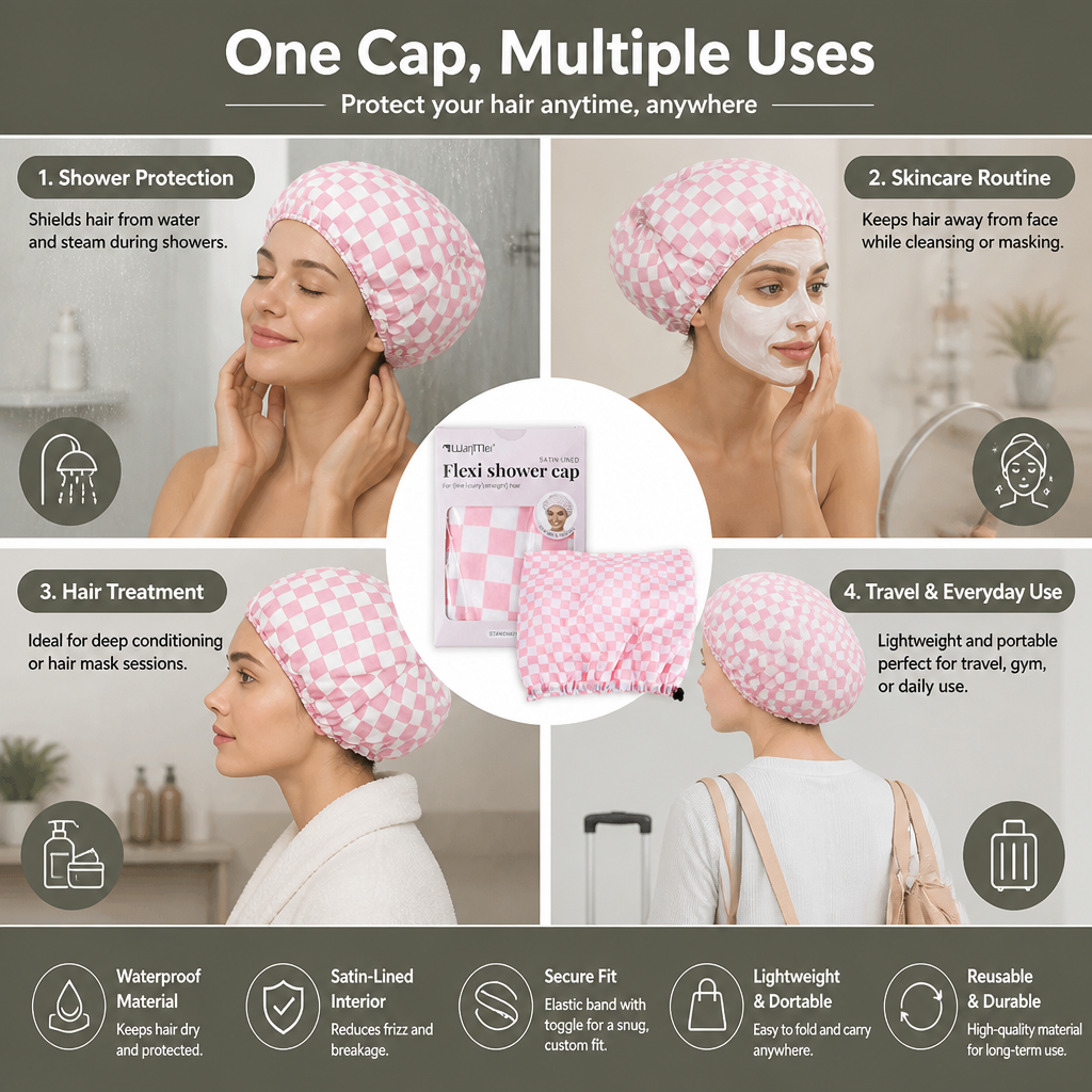 Practical Shower Cap – Waterproof Hair Care Cap to Protect Against Frizz & Moisture