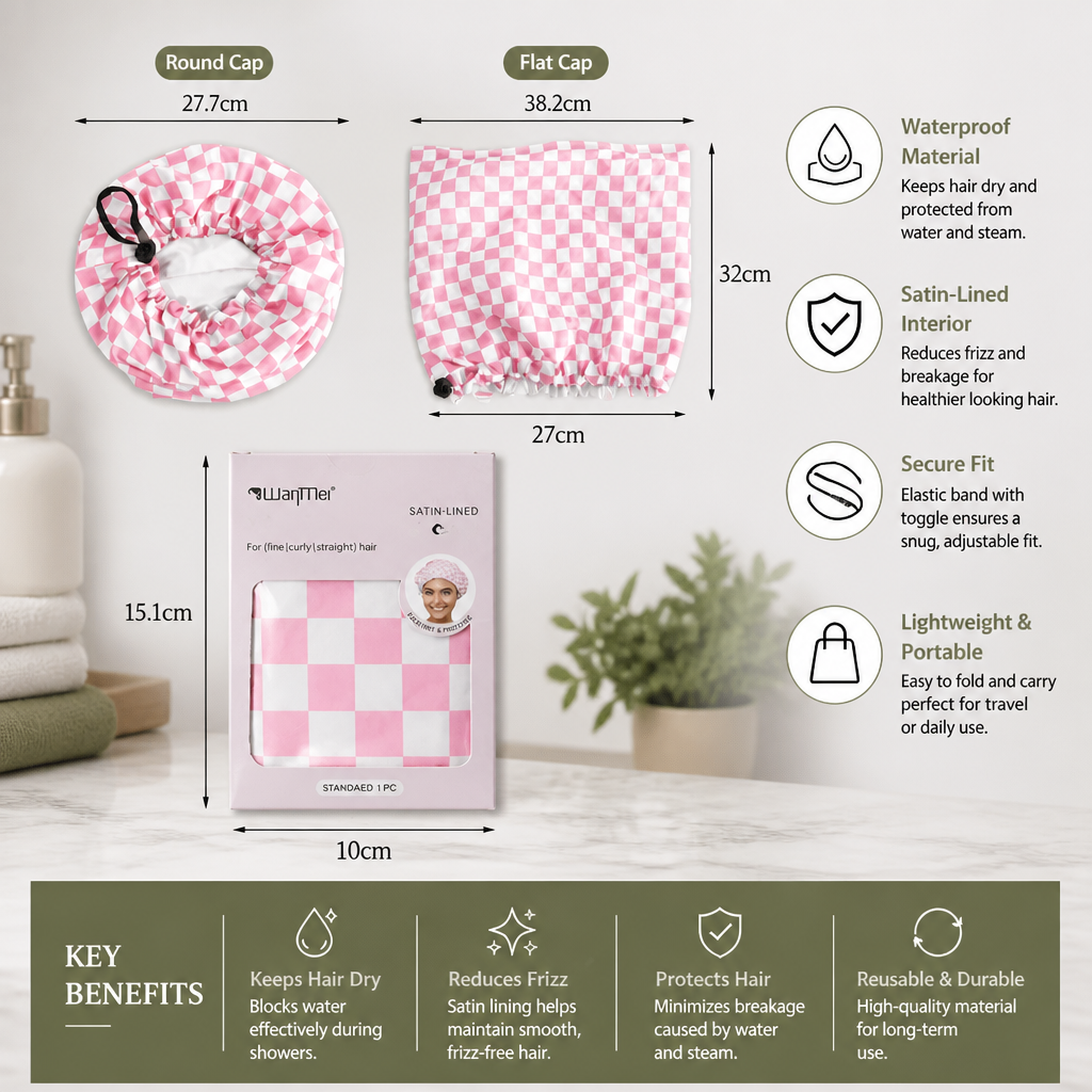Practical Shower Cap – Waterproof Hair Care Cap to Protect Against Frizz & Moisture