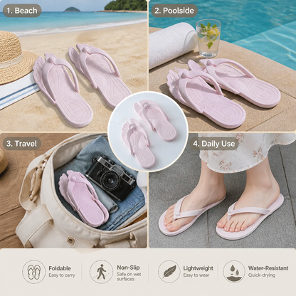 Foldable Travel Flip-Flops – Non-Slip Slippers for Hot Days