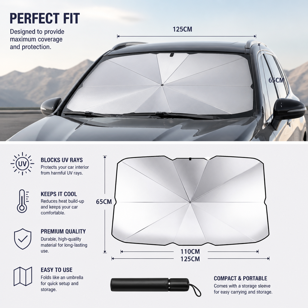 Foldable Windshield Sun Shade Umbrella