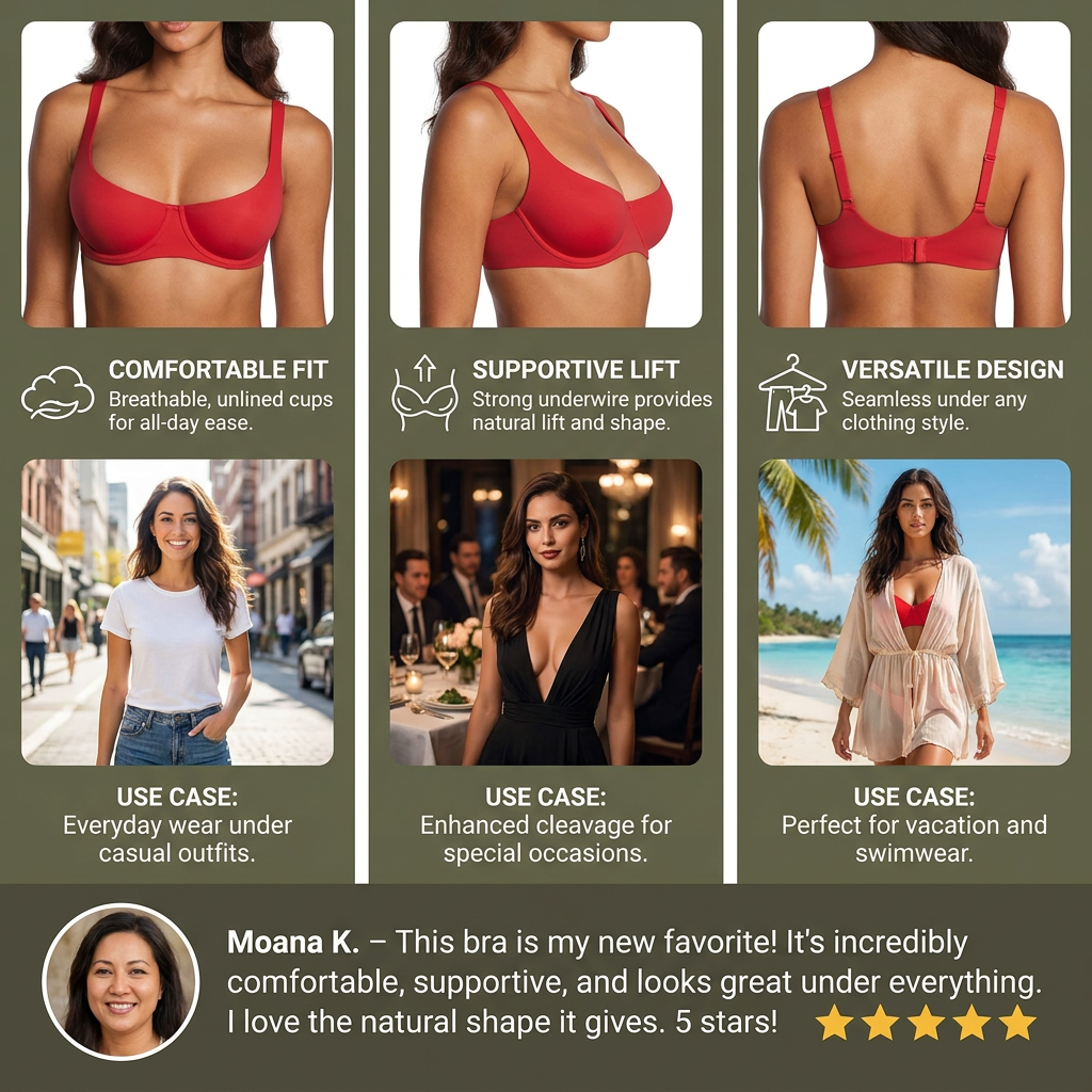 Seamless Strapless Underwire Bra – Unlined Support with Smooth Low-Cut Design