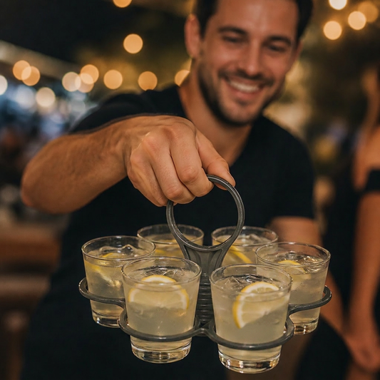 Foldable, Rotating Cup Holder – with 6 slots for glasses & cups, ideal for on the go