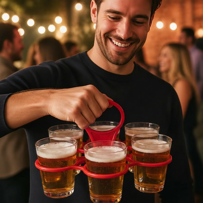 Foldable, Rotating Cup Holder – with 6 slots for glasses & cups, ideal for on the go