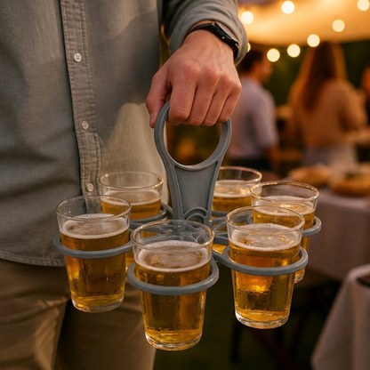 Foldable, Rotating Cup Holder – with 6 slots for glasses & cups, ideal for on the go
