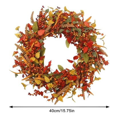 Autumnal Rattan Wall Wreath With Berries And Leaves