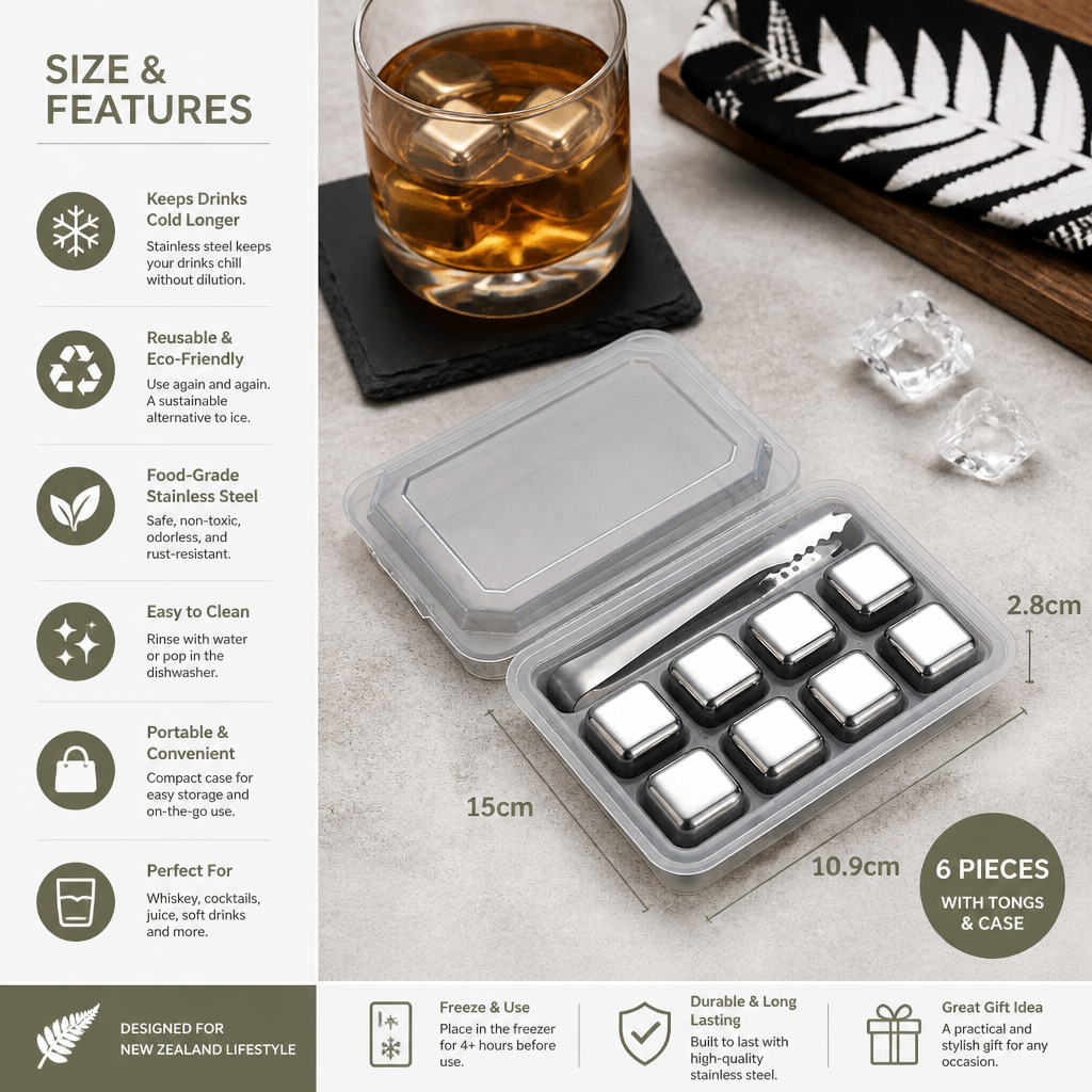 Practical Stainless Steel Ice Cubes – Reusable Cooling Set for Cold Drinks