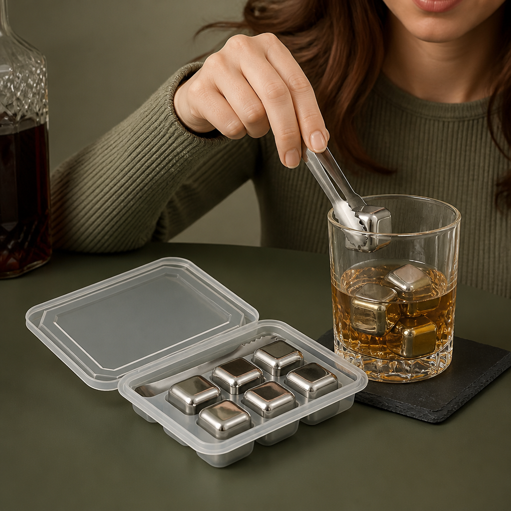 Practical Stainless Steel Ice Cubes – Reusable Cooling Set for Cold Drinks