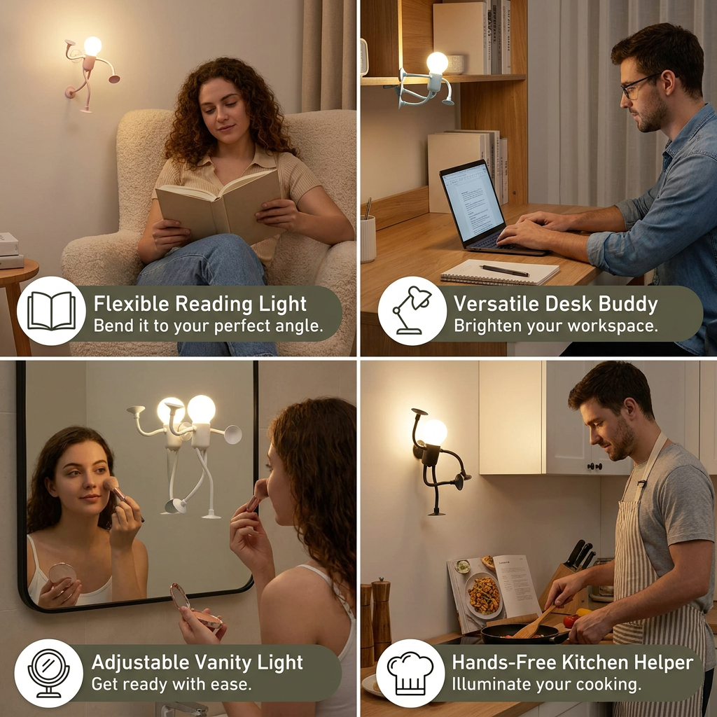 LED Lamp with Suction Cup – Interchangeable and Playful Design for Decoration
