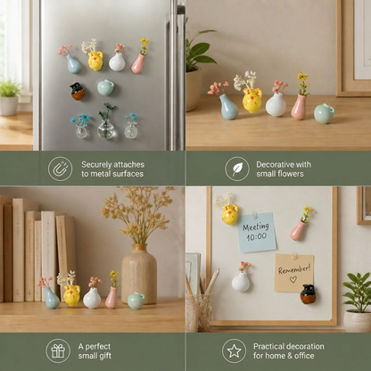 Mini Ceramic Vases with Magnet – Stylish Decoration for Fridge and Home