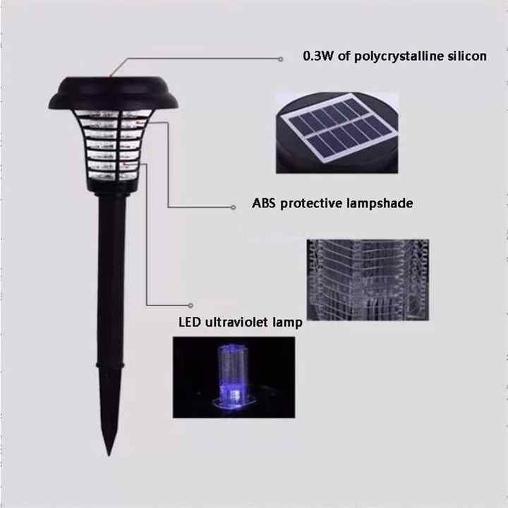 Solar Insect Killer With Led Light - Waterproof Garden Light For Mosquito Repellent