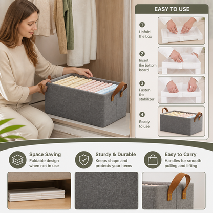 Foldable Clothes Organizer Box with Handles