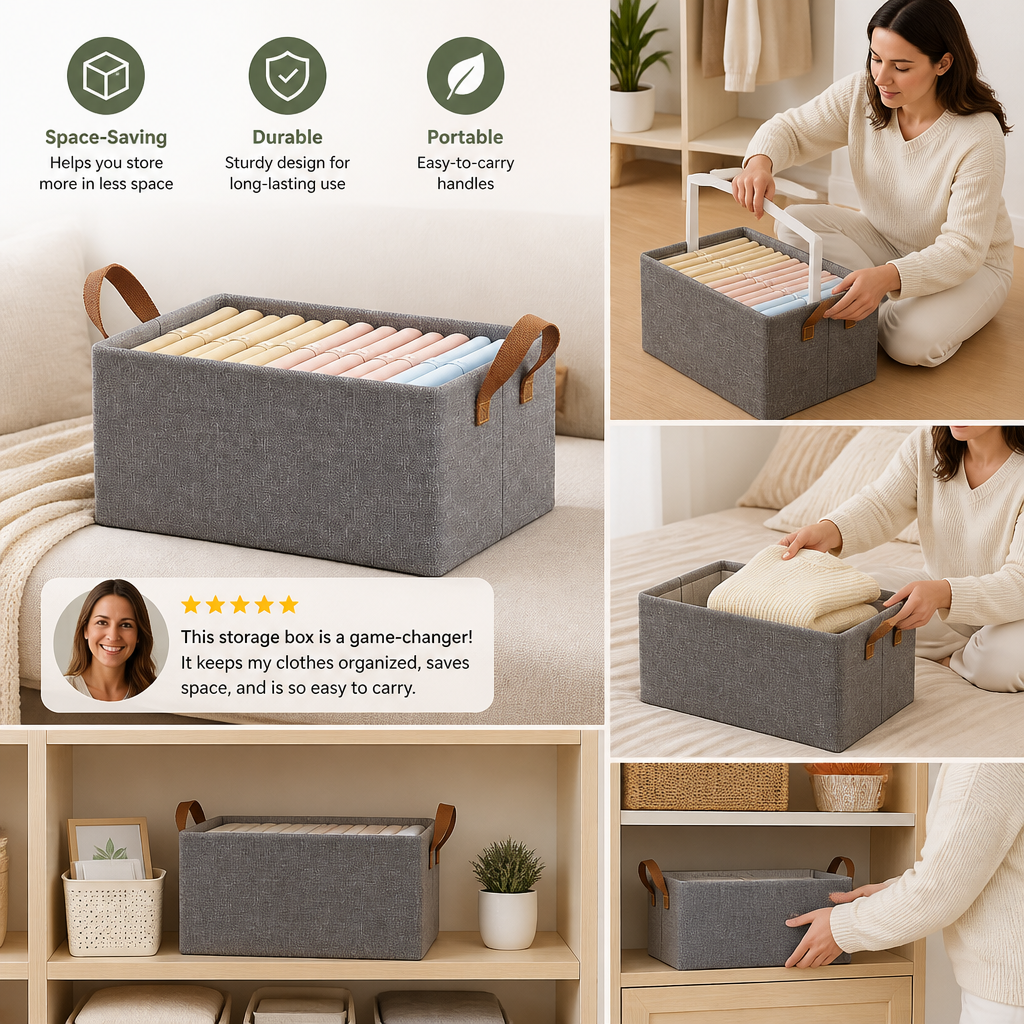 Foldable Clothes Organizer Box with Handles