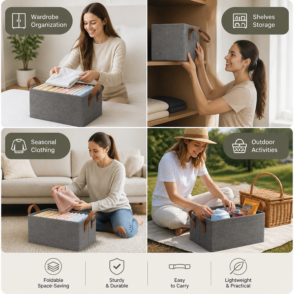 Foldable Clothes Organizer Box with Handles