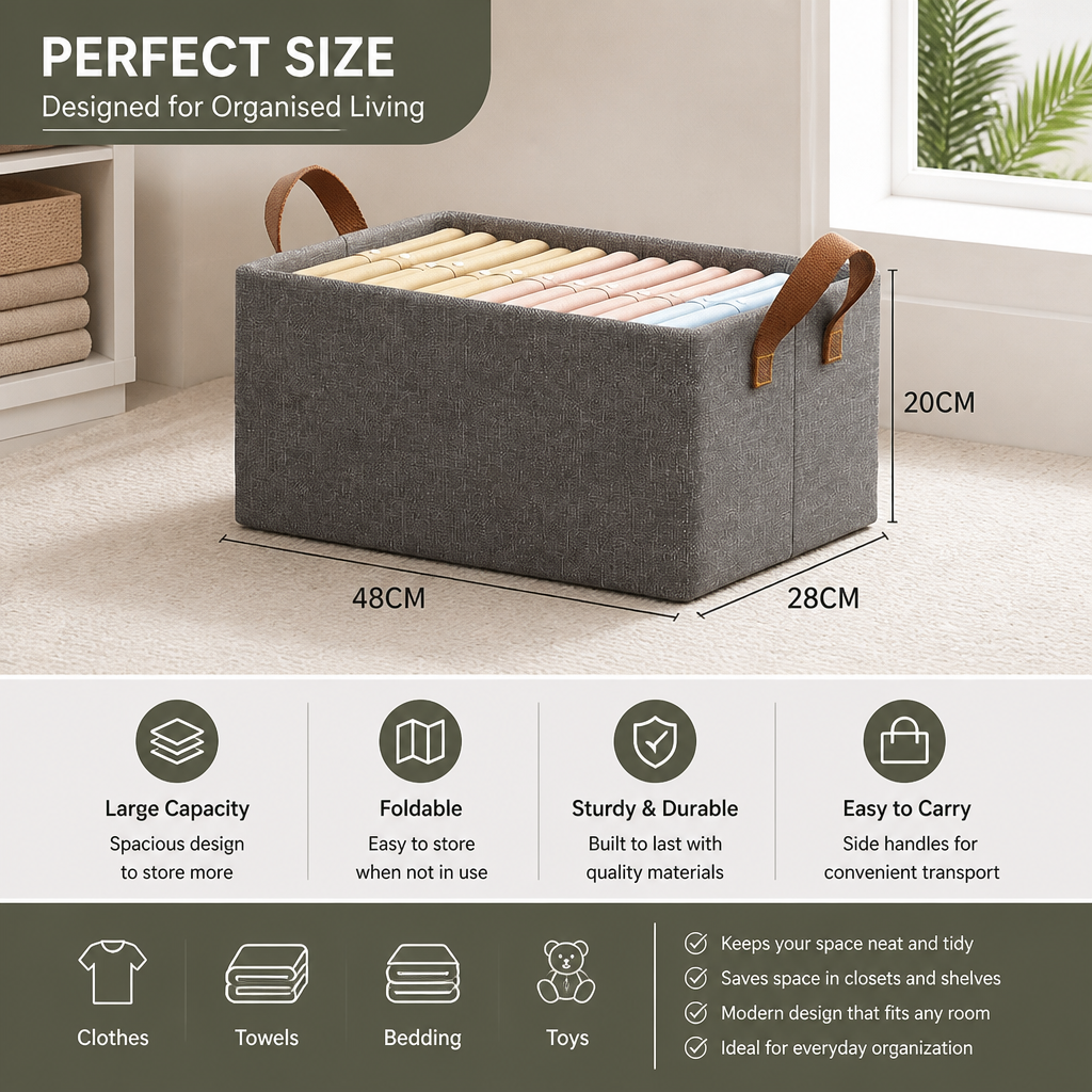 Foldable Clothes Organizer Box with Handles
