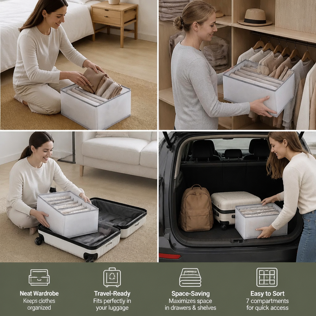 Foldable Clothing Organizer Box with Compartments