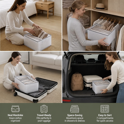 Foldable Clothing Organizer Box with Compartments
