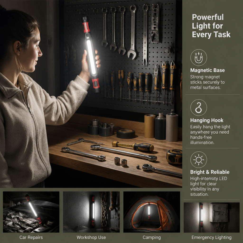 LED Work Light 3000LM – Rechargeable, Magnetic Base & Hanging Hook