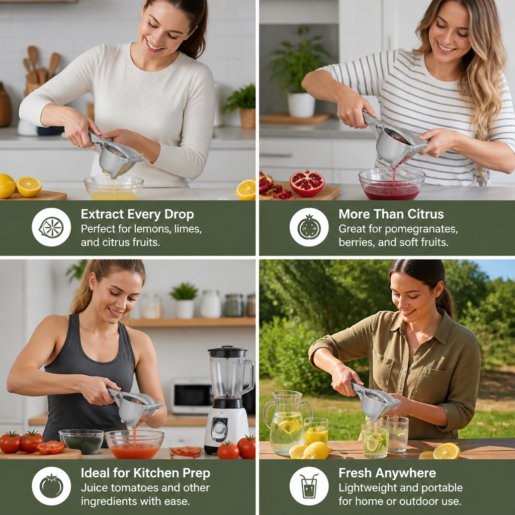 Aluminum Hand Juicer – Manual Press for Fruits & More