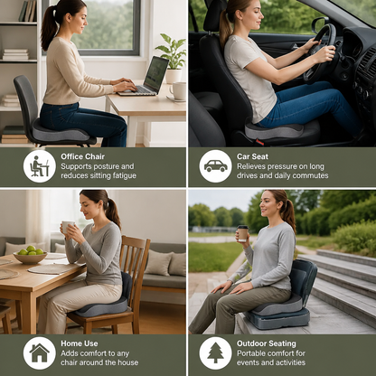 Orthopedic Memory Foam Seat Cushion – Relief for Tailbone & Back