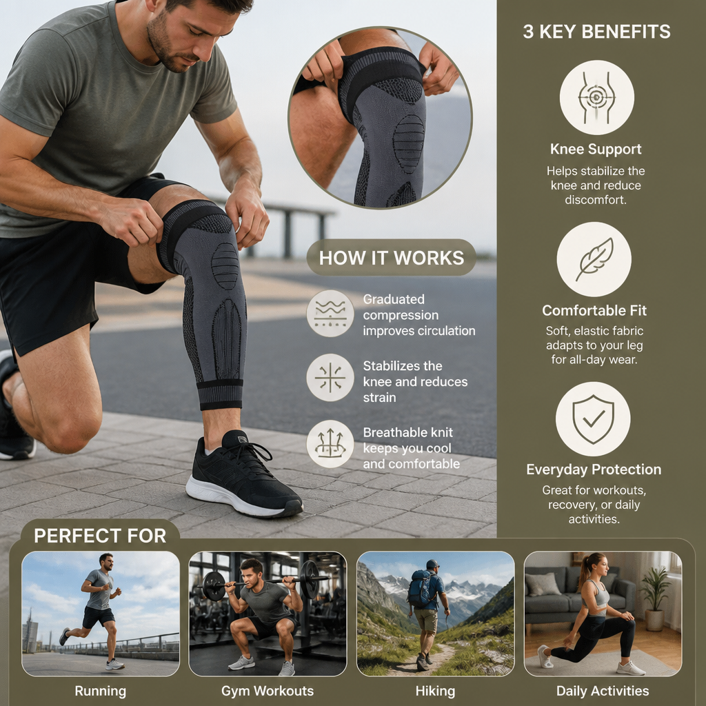 Elastic Knee Brace with Compression – Non-Slip & Stabilizing