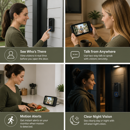 Wireless Smart Video Doorbell Camera – HD Security with Two-Way Talk & Motion Alerts