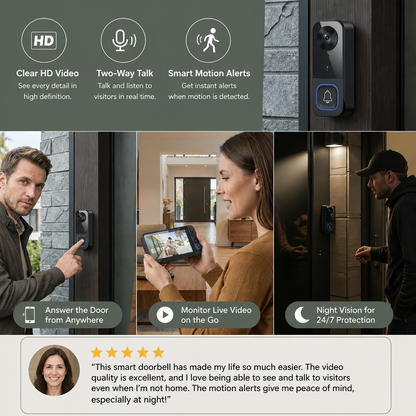 Wireless Smart Video Doorbell Camera – HD Security with Two-Way Talk & Motion Alerts