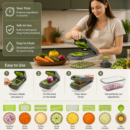 15-in-1 multifunction fruit & vegetable slicer – chop, dice & shred