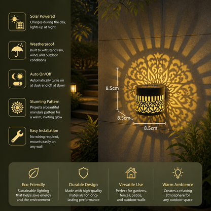 LED Solar Mandala Wall Light – Outdoor Light for Garden, Fence & Patio