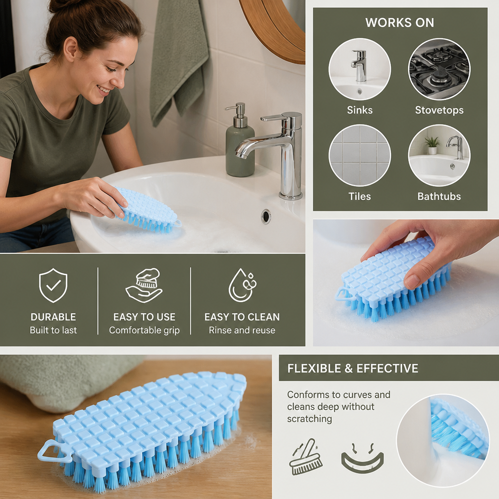 Multifunctional Cleaning Brush – Flexible Household Brush for Kitchen, Bathroom, and Tiles