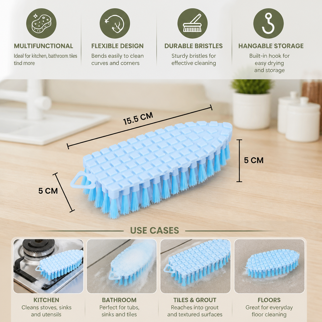 Multifunctional Cleaning Brush – Flexible Household Brush for Kitchen, Bathroom, and Tiles