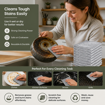 Multi-Purpose Reusable Cleaning Cloths – For Dishes, Kitchen, Stove & Grill (20 Pieces)