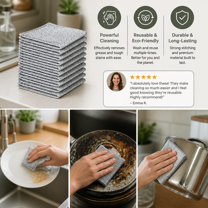 Multi-Purpose Reusable Cleaning Cloths – For Dishes, Kitchen, Stove & Grill (20 Pieces)