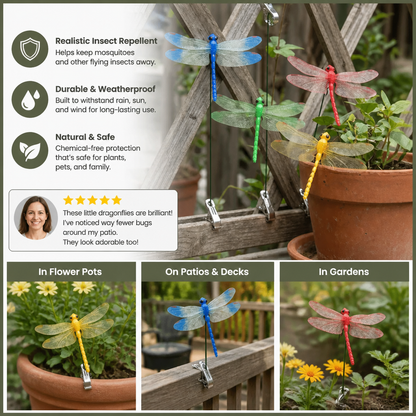 Dragonfly Clips – Realistic Insect Repellent for Home & Garden (4 Pieces)